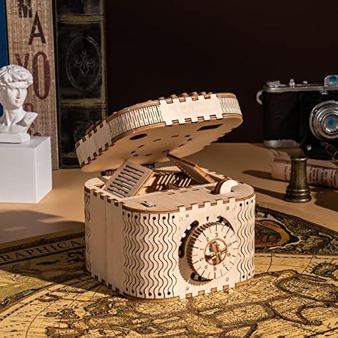 3D WOODEN TREASURE BOX PUZZLE UNIQUE MODEL KITS TO BUILD MECHANICAL ENGINEERING KITS GREAT BIRTHDAY FOR ADULTS AND CHILDREN AGE 14+ - Image 3